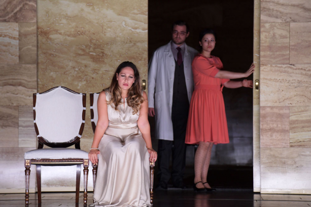 Nino Machaidze (Desdemona), Michael Petruccelli (Lucio) & Kelsey Lauritano (Emilia)