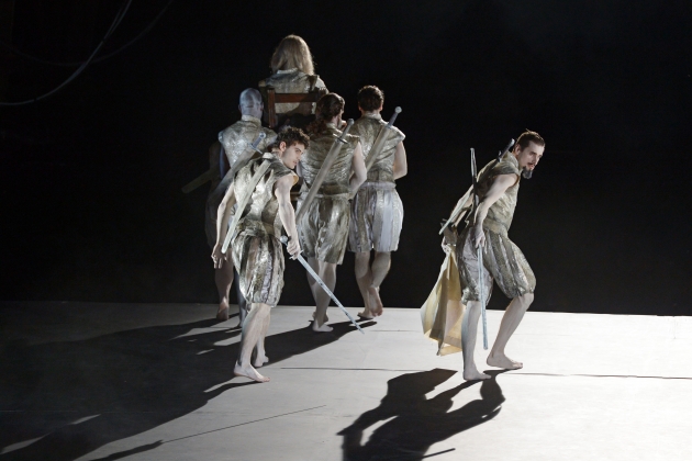 Jakub Józef Orliński (Rinaldo) & Daniel Miroslaw (Eustazio) with Julia Dawson (Goffredo) being carried off stage
