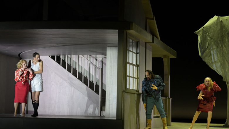 <em>(Von heute auf morgen)</em> Elizabeth Reiter (Ehefrau), Sebastian Geyer (Ehemann), Theo Lebow (Sänger), Juanita Lascarro (Freundin)